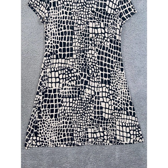 Chico's Travelers Dress Womens 1 Black Off White Button Up Short Sleeves Casual - Picture 5 of 13